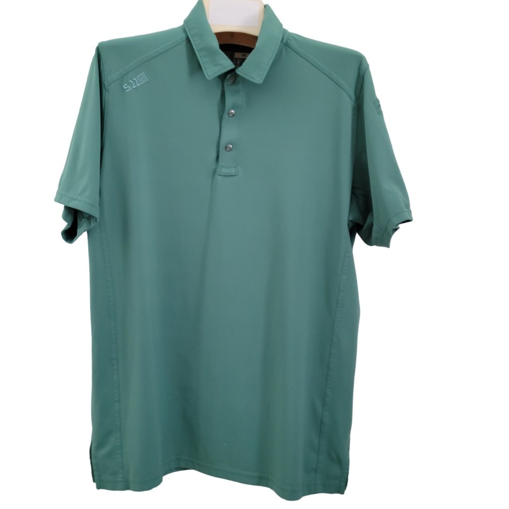 5.11 Tactical Polo Shirt Medium Green Short Sleeve Snaps Pen Pocket Lightweight
